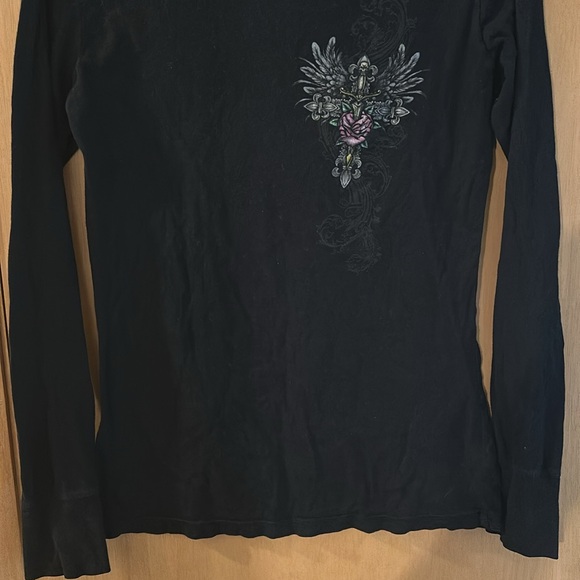 Stranded Women’s Long Sleeve Y2K Wings Tee T-Shirt Black Size Large - Picture 3 of 9